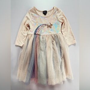 Lilt Pink Sequin Star Rainbow Tulle Dress